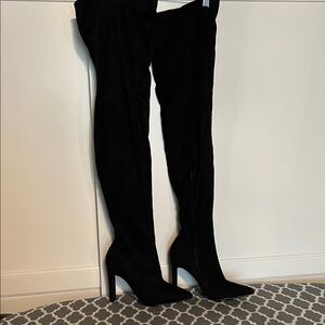 Liliana Black Over-the-Knee Pointed Toe High-Heel Boots
